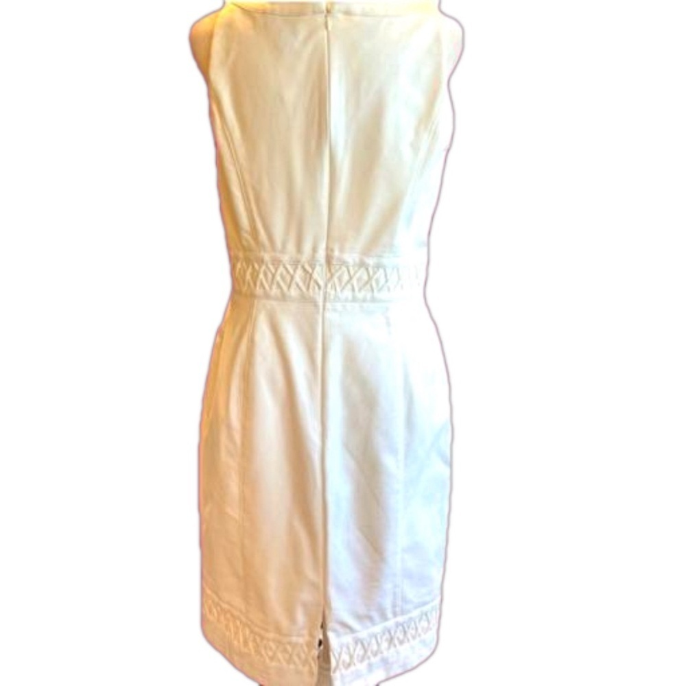 White House Black Market Women 8 Sheath Dress Lattice Sleeveless White Cocktail - Picture 4 of 7